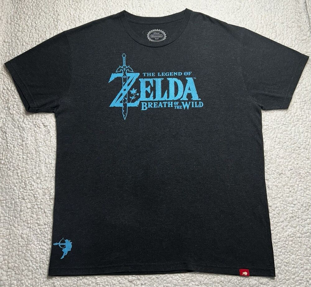 Nintendo The Legend of Zelda Breath of the Wild Graphic T-Shirt Gray Mens XL